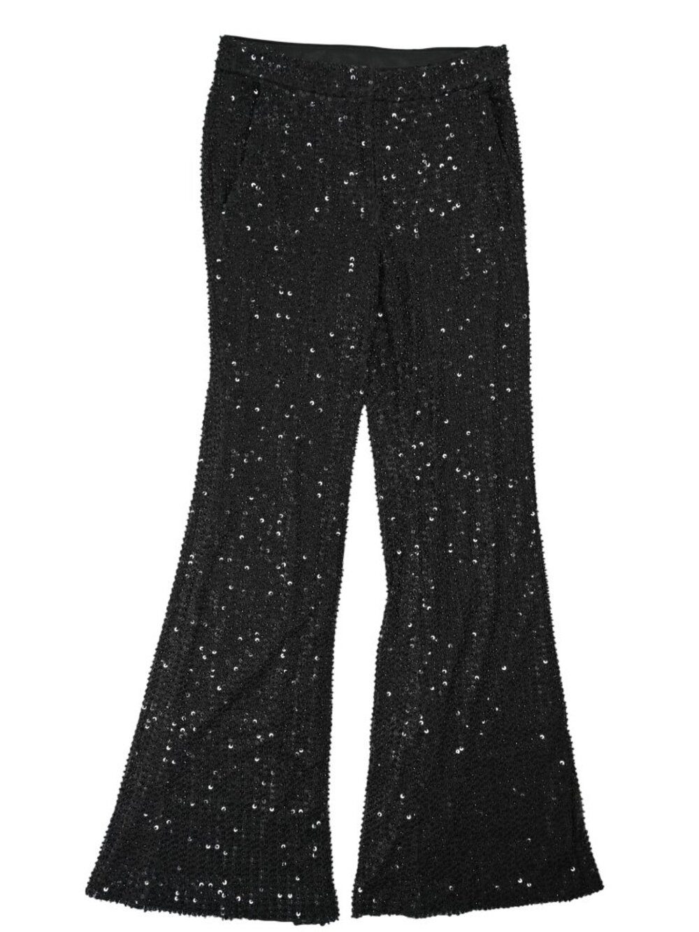Ramy Brook Olivian Beaded Sequin Flare Pant in Black